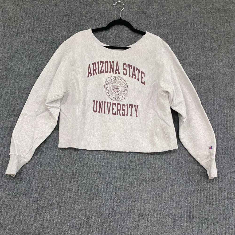 Champion Reverse Weave Arizona State University Cropped Sweatshirt Gray Maroon